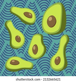 background abstraction with avocados and waves