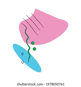 Background abstraction with lines and dots wavy line circles.Colored spots pink and blue.Picasso style for a banner cover clothes page.Line style oval spots are parallel.Flora green.Vector.