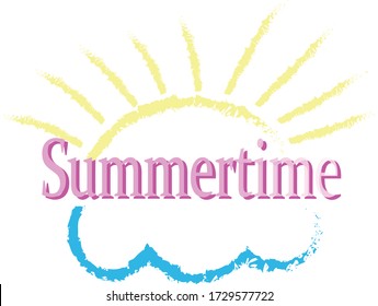 Resumen de fondo con verano de texto, sol y nube.  