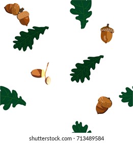 Background with acorns and oak leaves