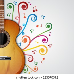 Background with acoustic guitar. Music background. EPS10 vector