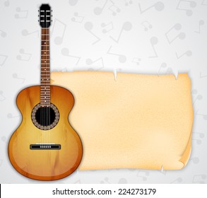 Background with acoustic guitar. Music background. EPS10 vector