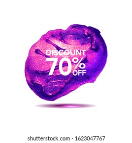 The background is acrylic paint. Vector illustration. Discounts and sale banner