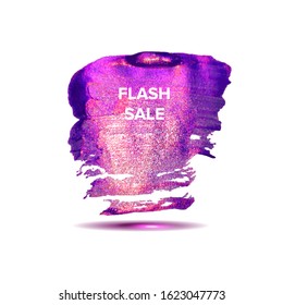 The background is acrylic paint. Vector illustration. Discounts and sale banner