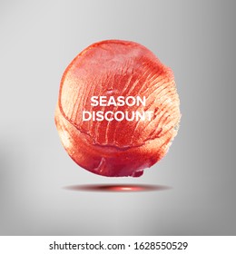 The background is acrylic paint. Vector illustration. Discounts and sale banner