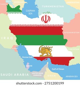 Background administrative map of Iran. Islamic Republic of Iran. Persian country of Iran