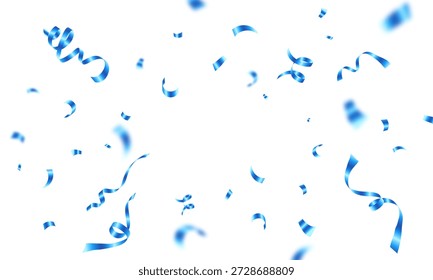 El fondo está adornado con confeti azul brillante, perfecto para celebraciones. Una hermosa Ilustración vectorial de decoración festiva.