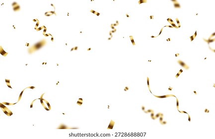 El fondo está adornado con confeti dorado brillante, perfecto para celebraciones. Una hermosa Ilustración vectorial de decoración festiva.