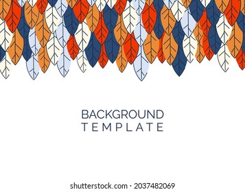 Background for advertising, congratulations, postcards from flat multi-colored leaves. Geometric autumn design. Place for your text. Vector illustration