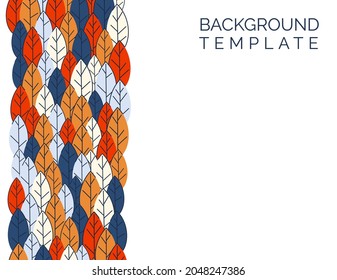 Background for advertising, congratulations, postcards from flat multi-colored leaves. Geometric autumn design. Place for your text. Vector illustration