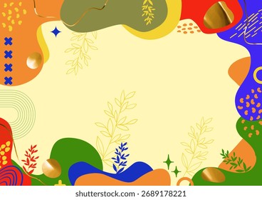 Fondo estético abstracto, bohemio suave, fondo moderno Sitio web de fondo, hoja dibujada a mano