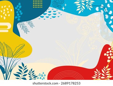 Background aesthetic abstract, soft bohemian , background modern background website, hand drawn leaf