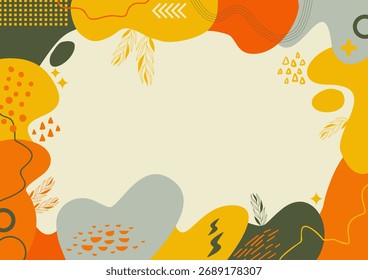 Background aesthetic abstract, soft bohemian , background modern background website, hand drawn leaf