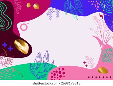 Background aesthetic abstract, soft bohemian , background modern background website, hand drawn leaf