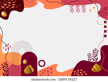 Background aesthetic abstract, soft bohemian , background modern background website, hand drawn leaf