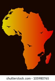 background with Africa map silhouette, vector image