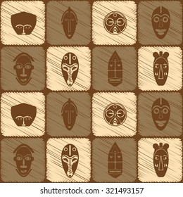 background with African ritual masks for your design