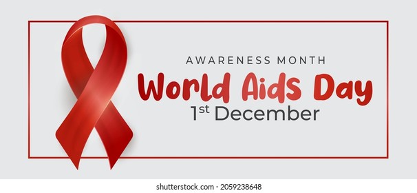 Background Aids Day With 3D stytle ribbon in red square, International, Medical, Awareness Background,