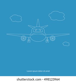 background with the aircraft in a linear style
