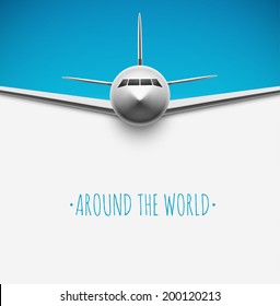 Background with airplane, around the world, eps 10