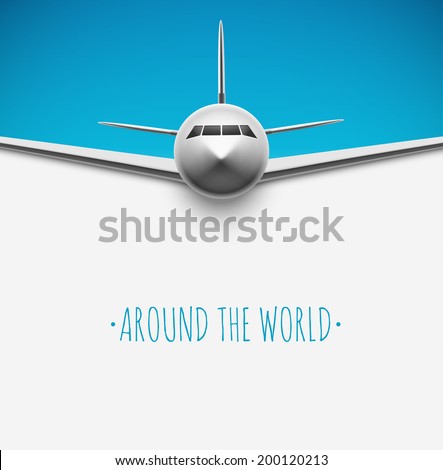 Background with airplane, around the world, eps 10