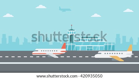 Background of airport with airplanes.