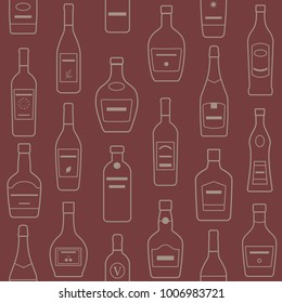 Background of Alcohol Bottles. Seamless pattern. Can be used for poster design, web backgrounds, wrapping paper,surface texture, print on textile

