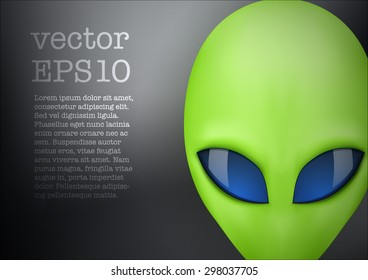 Background Alien green head creature from another world. Vector illustration.