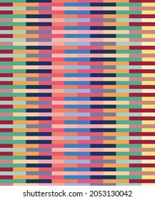 Background with alternating colors of brick wall patterns, bright colors, used as fabric patterns in various works.