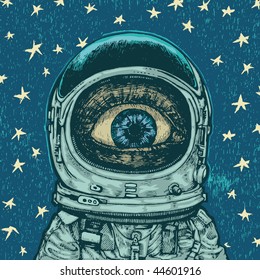 background with amazement astronaut. vector illustration