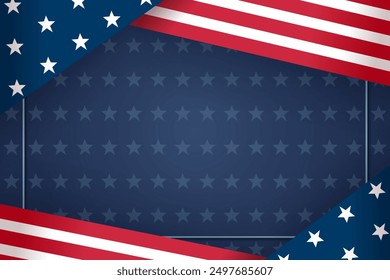 Background with american flag pattern on border . Vector .