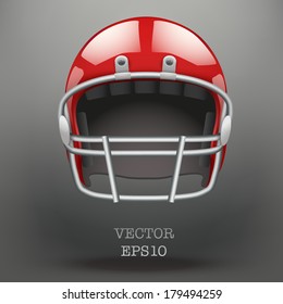 Background of  American football game. Helmet and space for text. Vector sport illustration. Equipment for protection of player. Isolated on background.