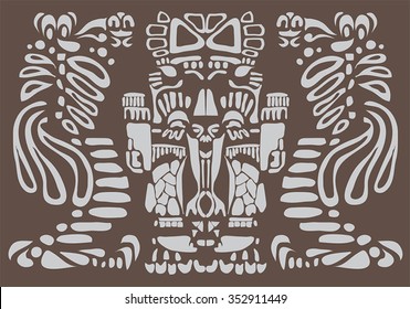 Background in American Indian Style with Mayan ornament