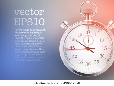 Background with analog stopwatch. Trendy tone light and color. Motivation workout sport design. Vector illustration