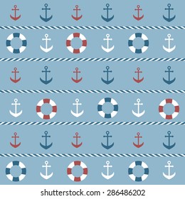 background with anchors and lifebuoys