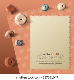 Background with ancient clay beads.EPS10