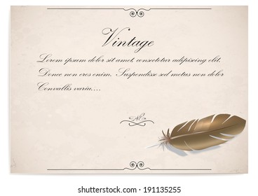 background an ancient quill on old paper. vector illustration