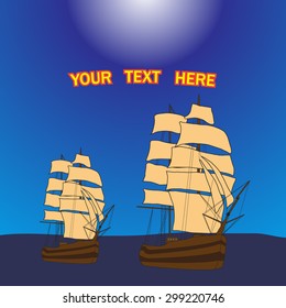 Background with ancient ships