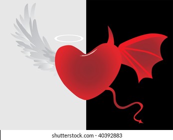 background with angel and demon illustration