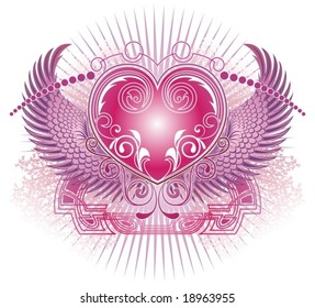 background with angels and heart
