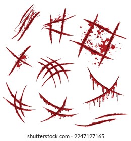 Background with animal claw scratch marks. Monster sharp. Red bloody wound wallpaper with splashes and blots