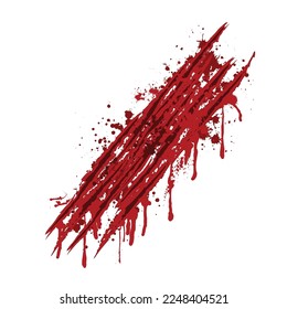 Background with animal claw scratch marks. Monster sharp. Red bloody wound wallpaper with splashes and blots