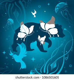 Background with animals abstraction. vector illustration