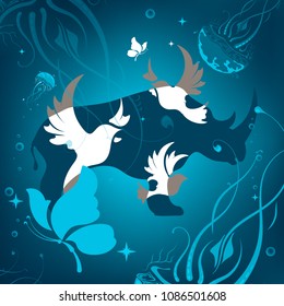 Background with animals abstraction. vector illustration