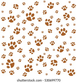 Background with animals brown footprints.