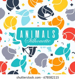 Background with animals logo icons. Vector illustration