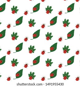 background with animated red ladybug on a green leaf