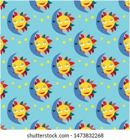 background with animated sun and moon on blue background