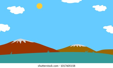 Background for animation, mountain and meadow