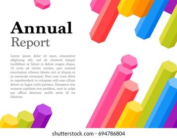 Background annual report template, 3D geometric octagon design business brochure cover. Vector illustration.